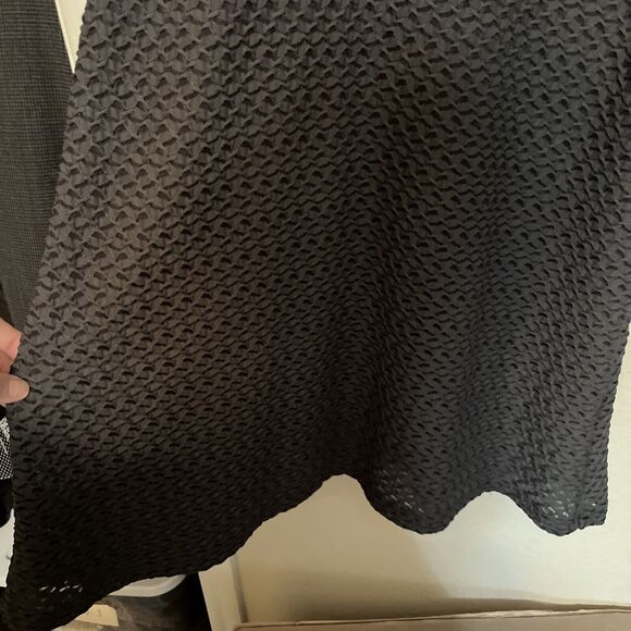 eci New York Charcoal Gray stretch mesh dress Knee Length Long Sleeve sz 12 - Picture 4 of 8